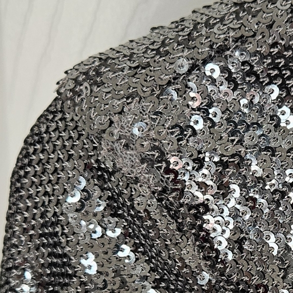 Dress the Population Emilia Sequin Long Sleeve Dress Womens Gray Size M